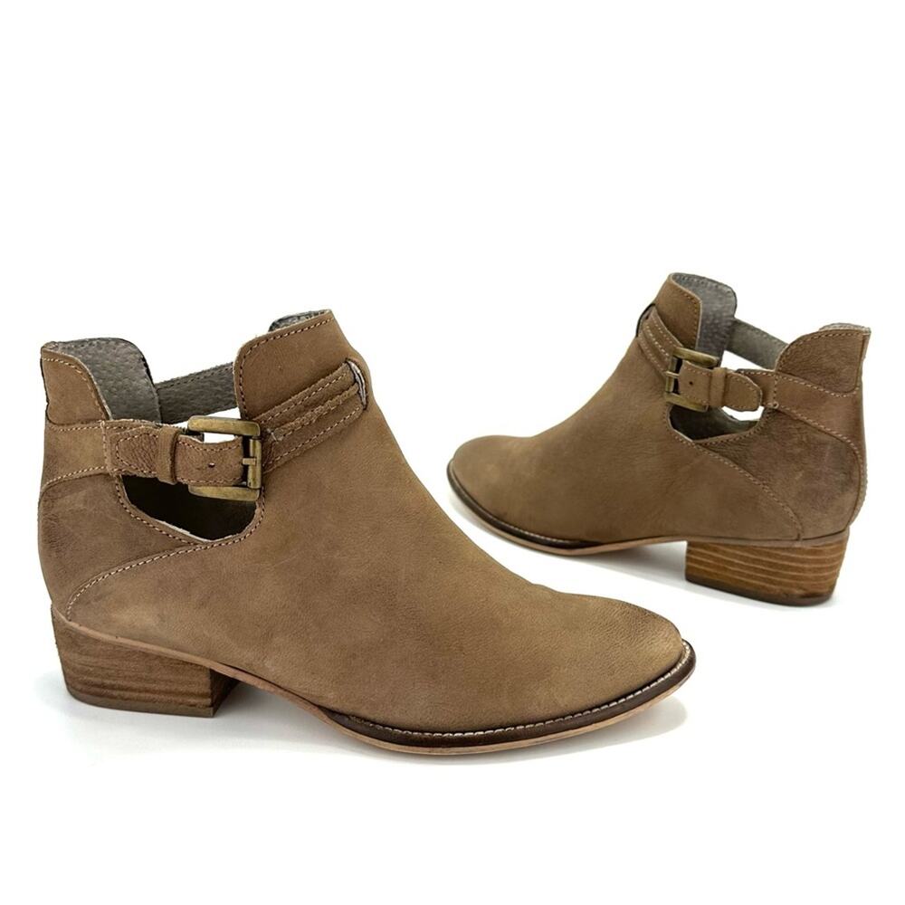Seychelles Tourmaline Women Tan Moto/Biker Boot Size 6 Leather Block Heel Bootie